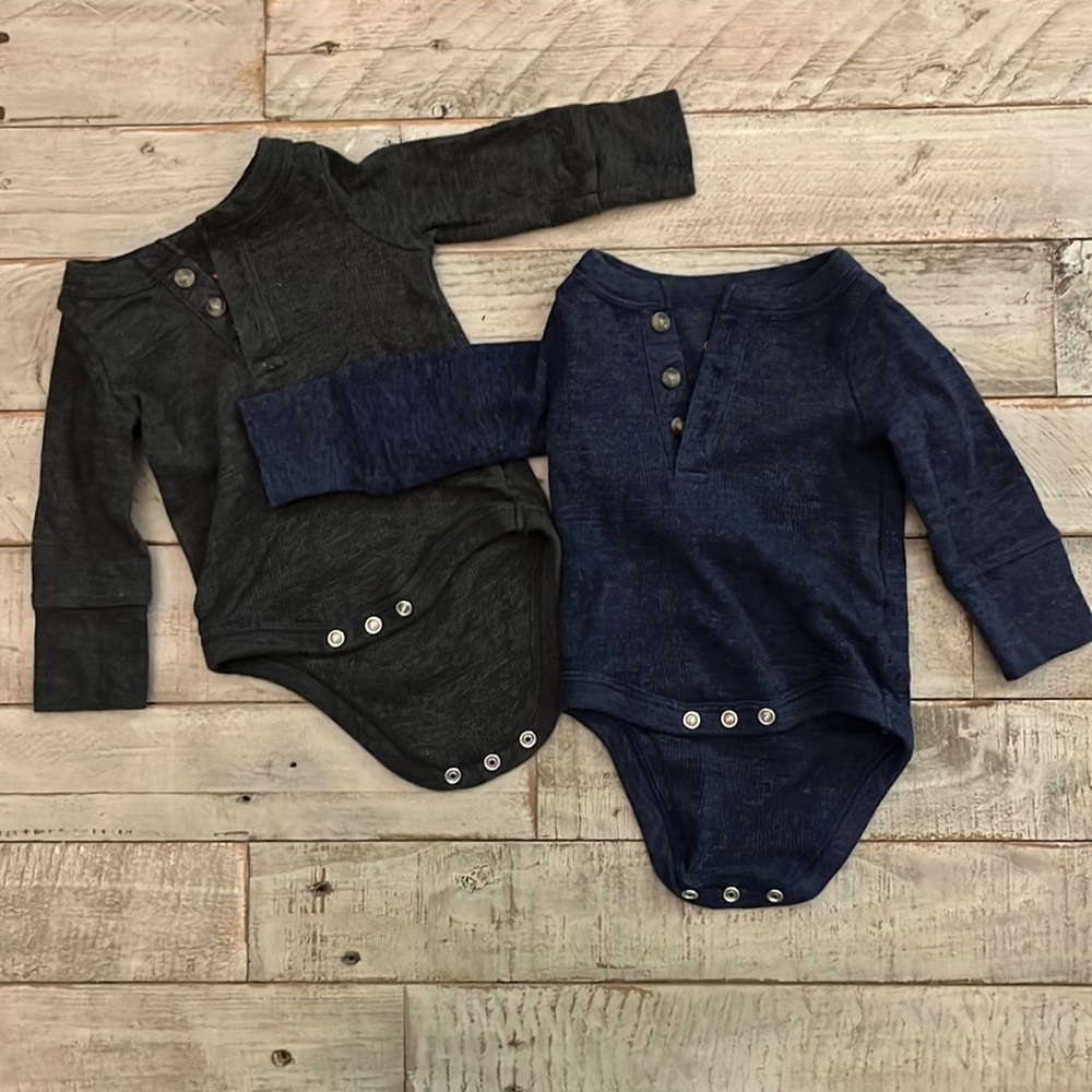 Set of two long sleeved waffle onesies by cat and Jack (newborn)